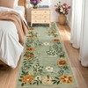 Green Floral Runner Rug Washable Rug, Non-Slip Non-Shedding Kitchen Carpet, Low Pile Stain-Resistant Foldable , for Entryway, Laundry Room, Bathroom - 2 of 4