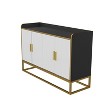 Vynxaria Modern Kitchen Buffet Storage Cabinet: Glossy Cupboard with Metal Legs for Living Room and Kitchen, Stylish and Functional (Black). - 4 of 4