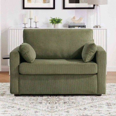 47.2" Twin Size Corduroy Sleeper Sofa with Foldable Mattress, Multi-Function Pull Out Sofa Bed for Guest Room or Small Apartment–The Pop Home