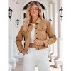 Women's Button Down Stretch Fitted Long Sleeve Cropped Denim Jacket Soft Denim Jean Jacket with Pockets Nashville Outfits - 3 of 4