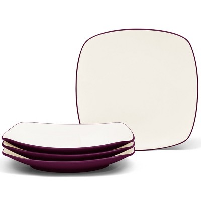 Noritake Colorwave Burgundy Set of 4 Square Dinner Plates