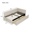 Modern Twin Size L-Shaped Daybed, Linen Upholstered Corner Bed with Two Storage Drawers, Left or Right Corner Option, Beige/Gray - ModernLuxe - 3 of 4