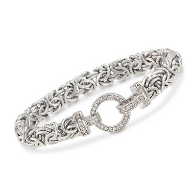 Ross-Simons 0.30 ct. t.w. Diamond and Sterling Silver Byzantine Bracelet