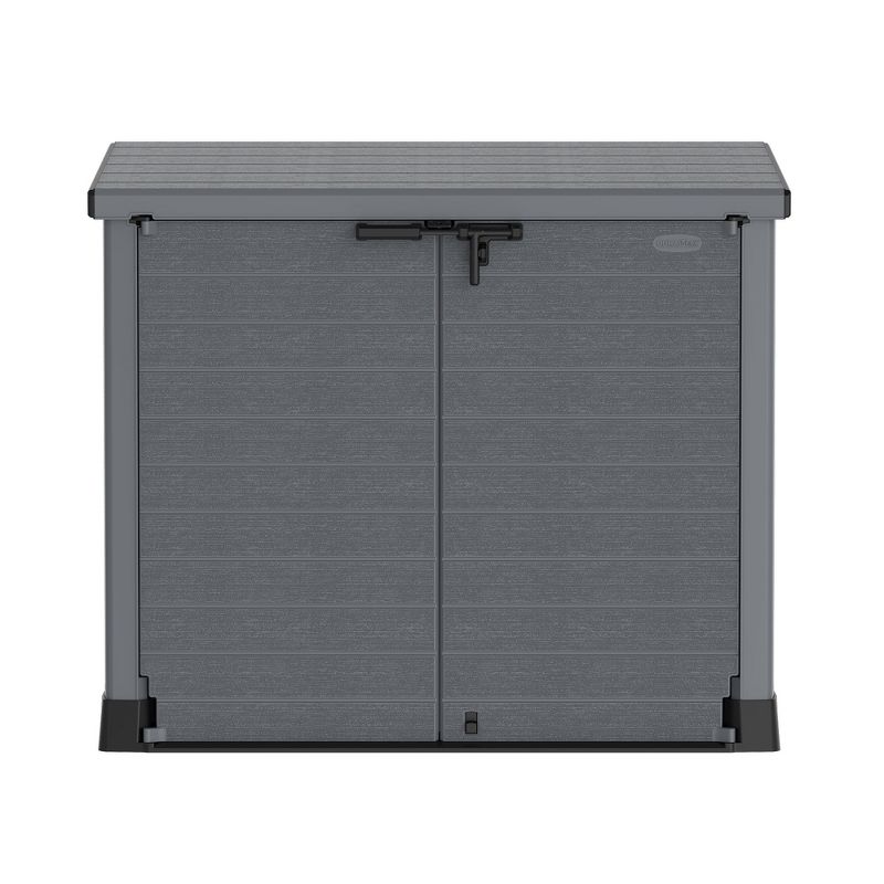 Duramax CedarGrain StoreAway 1200L Capacity Outdoor Deck and Garden Storage Box with Panel Doors & Flat Lid for Patios, Pool Areas, & Driveways, Grey, 5 of 7