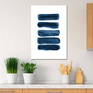 iCanvas Watercolor Brush Strokes Navy Blue by Nouveau Prints Canvas Print Wall Art - 1 of 3