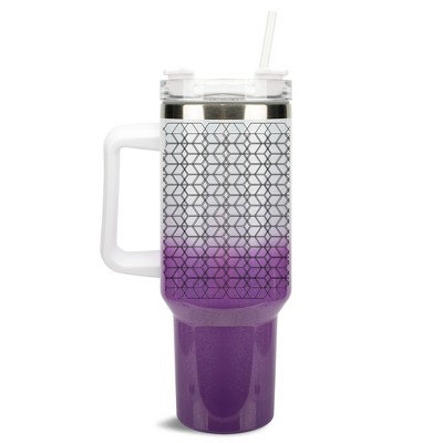 Elanze Designs Modern Diamond Geometric Pattern 40 oz. Stainless Steel, Large Water Bottle Coffee Mug, Spill & Leak Resistant, Thermal Travel Tumbler
