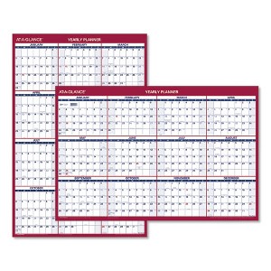 Erasable Vertical/Horizontal Wall Planner, 24 x 36, White/Blue/Red Sheets, 12-Month (Jan to Dec): 2025 - 1 of 4