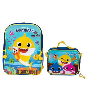 Baby Shark 2 Piece Backpack Set, Boys & Girls 16" School Bag , Blue - 1 of 4