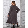 Plus Size Women's Button Pocket Midi Sweater Dress Black gray 2XL - 2 of 4