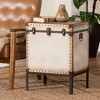 Baxton Studio Laura Canvas Lift Top Trunk End Table White/Bronze/Black - 4 of 4
