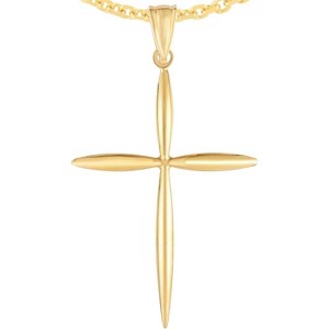 14k Yellow Gold 1.2" or White Gold 0.6" Classic Tapered Cross Charm Pendant with optional Adjustable Chain Necklace - 1 of 4