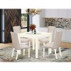 HomeStock 5-Pc Linen White Finish Solid Wood Top - Dining Room Set with High Back - Seats 4 - 2 of 4
