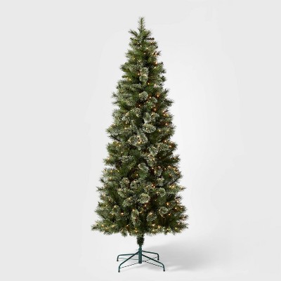 Photo 1 of 7.5ft Pre-lit Artificial Christmas Tree Slim Virginia Pine with Clear Lights - Wondershop