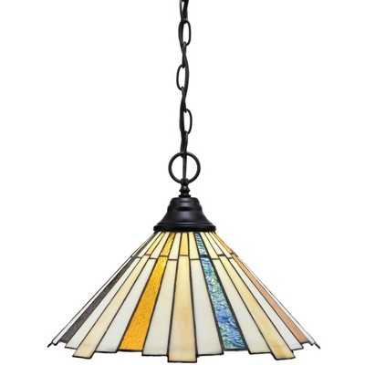 Toltec Lighting Any 1 - Light Pendant in  Matte Black with 16" Sequoia Art Glass Shade