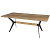 HomeRoots 79" Brown and Red Wood and Metal Trestle Base Dining Table - 4 of 4