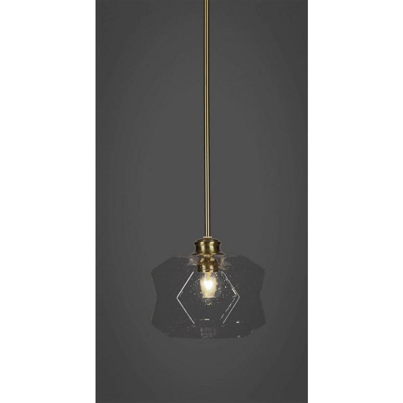 Toltec Lighting Rocklin 1 - Light Pendant in  New Aged Brass with 8.75" Clear Bubble Shade, 1 of 2