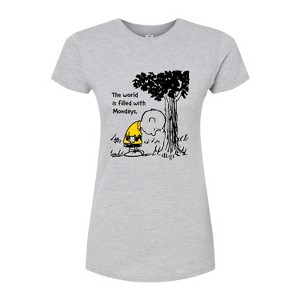 Women's - Peanuts - World Filled With Mondays Fitted Graphic T-Shirt - 1 of 4