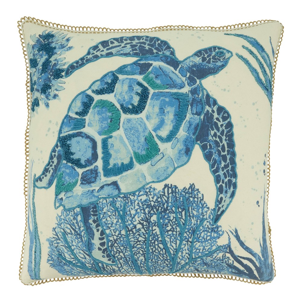 Photos - Pillow 20"x20" Oversize Sea Turtle Design Square Throw  Cover Navy Blue - S