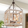 LNC Quaint 4-Lights 14" Farmhouse Square Pendant  Lights,  Off-White Wood and Rustic Bronze - 2 of 4