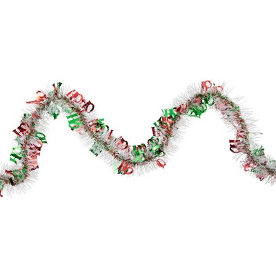 Northlight Christmas Ho Ho Ho Wrapped Tinsel Garland - 50' X 2.5 ...