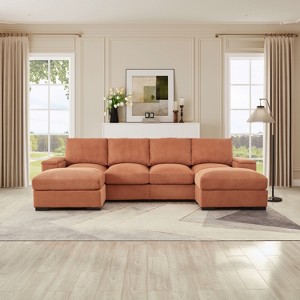 corduroy sofa bed, foldable double sofa bed with folding armrests, suitable for living rooms - 1 of 4