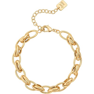 18k Gold Plated Personalized Chunky Cuban Oval Link Chain Bracelets for Men Toggle Rope Bracelet Jewelry for Women