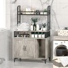 Gray Elegant Litter Box Cabinet with Double Doors Vintage Wooden Design Privacy Protection and Durable Construction Gray - 2 of 4