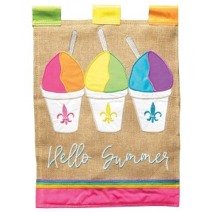 Magnolia Garden Hello Summer Fleur-de-lis Snowballs 13 x 18 Inch Polyester Garden Flag - 1 of 2