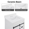 MAYEERTY 24" Farmhouse Bathroom Vanity with Single Sink, Undermount Bathroom Cabinet with Barn Doors and 2 Drawers, White - 4 of 4