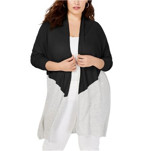 I.N.C International Concepts Womens Colorblocked Cardigan Sweater, Black, 2X - 1 of 1