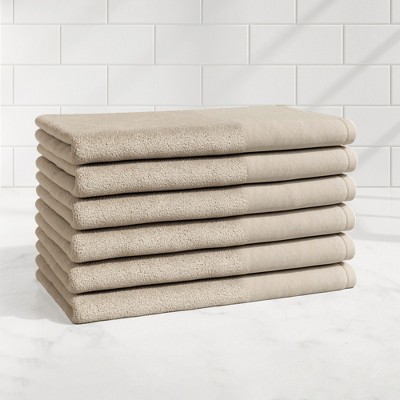 Ultra-Soft Cotton and Modern Linen-Like Border Bath Towels - Great Bay Home
