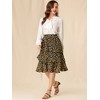 INSPIRE CHIC Women's Floral Layered Elastic Waist Chiffon Ruffle Midi Skirt - 3 of 4