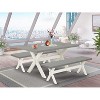 HomeStock 3-Piece Rectangle Natural Oak Finish Solid Wood Top Dining Table with 2-Benches - 2 of 4