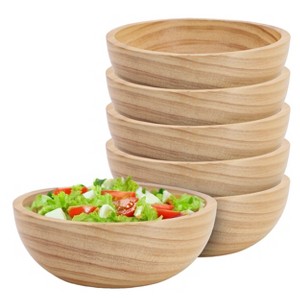 MegaChef 6 Piece 7 Inch Pine Wood Bowl Set in Tan - 1 of 4
