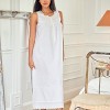 ADR Women's Cotton Nightgown, Sybil Sleeveless Lace Trim Button Up Long Vintage Night Dress Gown - 3 of 4