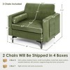 Costway Set of 2 Accent Armchair Single Sofa w/ Bolster & Side Storage Pocket Army Green - 4 of 4