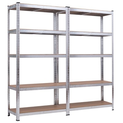 Costway 2 PC 71'' Heavy Duty Storage Shelf Steel Metal Garage Rack 5 Level Adjustable Shelves