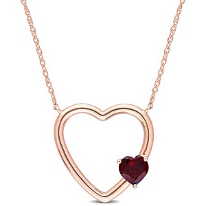 EVERLY JEWELRY | 10K Gold 1/2 CT TGW Gemstone Open Heart Necklace, 17 inch-Multiple Metal and Gemstone Color Options - 1 of 4