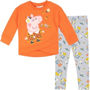 Peppa Pig Girls Pullover Crossover Fleece Sweatshirt and Leggings Outfit Set Little Kid - 1 of 4