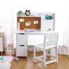 Kids Desk and Chair Set, Wooden Study Table with Storage Shelf, Bulletin Board, Children School Learning Desk Set, White - 4 of 4
