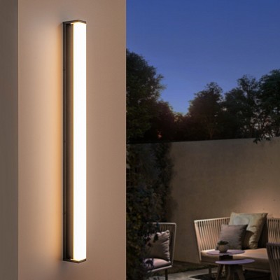 Rennnsan Mevril 39"W Hardwired Linear Modern LED Dimmable Outdoor Wall Sconce in Black