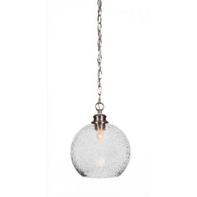 Toltec Lighting Kimbro 1 - Light Pendant in  Brushed Nickel with 9.5" Smoke Bubble Shade