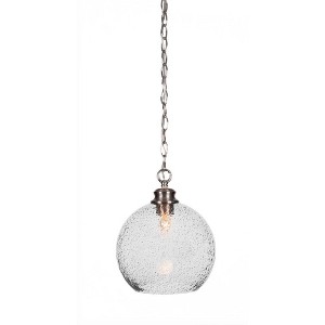 Toltec Lighting Kimbro 1 - Light Pendant in  Brushed Nickel with 9.5" Smoke Bubble Shade - 1 of 1