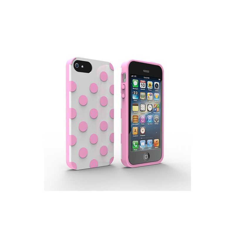 Technocel Dual Protection Case for iPhone 5, 5S, SE - Polka Dots White/Pink, 3 of 4