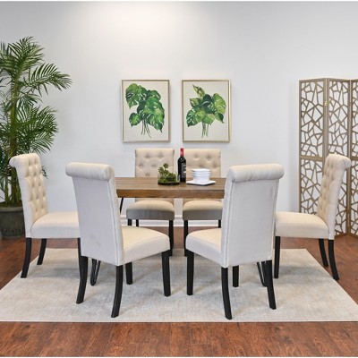 NicBex Dining Room Table Set for 6 Kitchen Table Chairs Set with Wooden Tabletop and 6 Upholstered Chairs for Kitchen