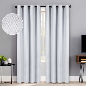 Modern Farmhouse Textured Room Darkening Semi-Blackout Curtains, Set of 2 by Blue Nile Mills - 1 of 4