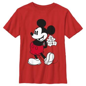 Boy's Mickey & Friends Classic Mouse Flowers T-Shirt