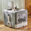 Extra Large Folding Pet Litter Box Portable Durable Cat Gray Litter Toilet Detachable Top Front Entry with Handy Scoop & Remove Tray - 3 of 4