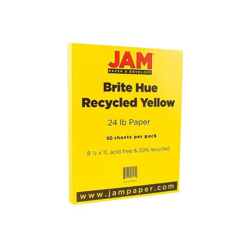 Jam Paper Smooth Colored Paper 24 Lbs. 8.5 X 11 Yellow Recycled 50