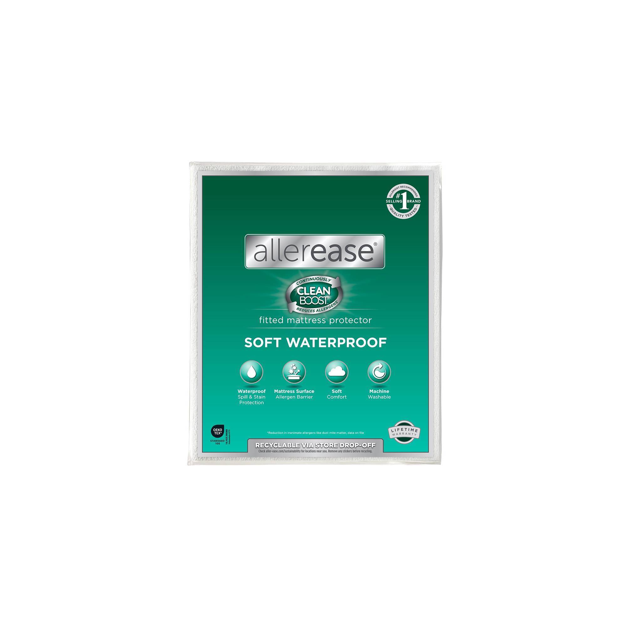 Allerease Queen Clean Boost Waterproof Fitted Mattress Protector: Hypoallergenic, OEKO-TEX Certified